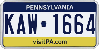 PA license plate KAW1664