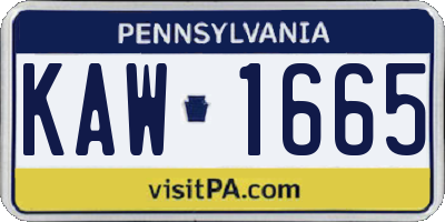 PA license plate KAW1665