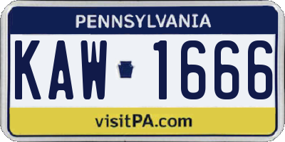 PA license plate KAW1666