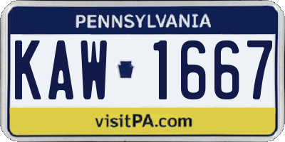 PA license plate KAW1667