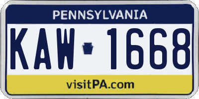 PA license plate KAW1668