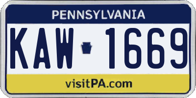 PA license plate KAW1669