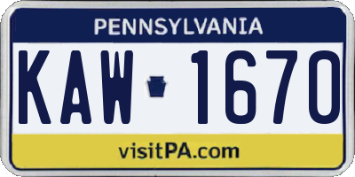 PA license plate KAW1670