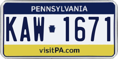 PA license plate KAW1671