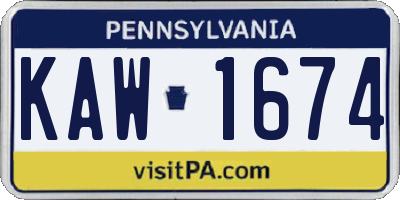 PA license plate KAW1674