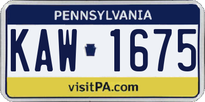 PA license plate KAW1675