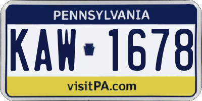 PA license plate KAW1678