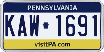 PA license plate KAW1691