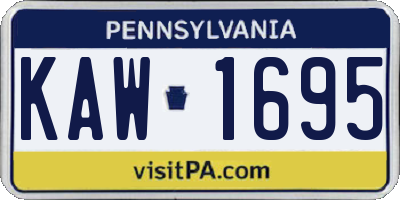 PA license plate KAW1695