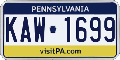 PA license plate KAW1699