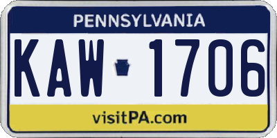 PA license plate KAW1706