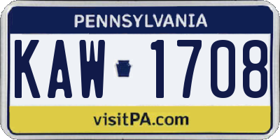 PA license plate KAW1708