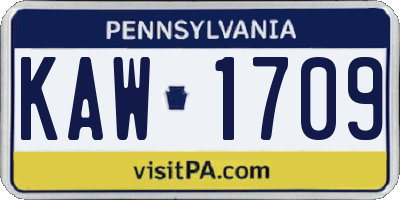 PA license plate KAW1709
