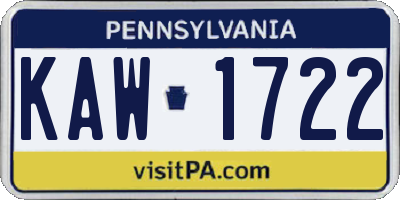 PA license plate KAW1722