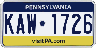 PA license plate KAW1726