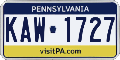 PA license plate KAW1727