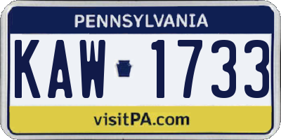 PA license plate KAW1733