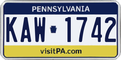 PA license plate KAW1742