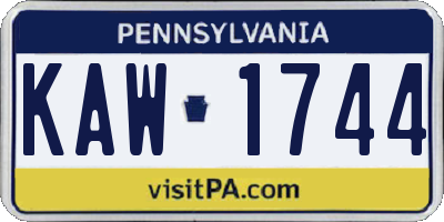 PA license plate KAW1744