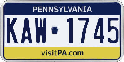PA license plate KAW1745