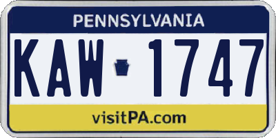 PA license plate KAW1747