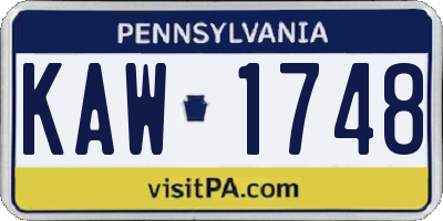 PA license plate KAW1748