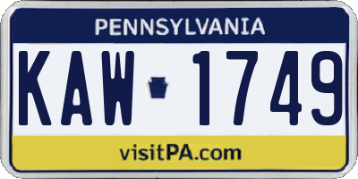 PA license plate KAW1749