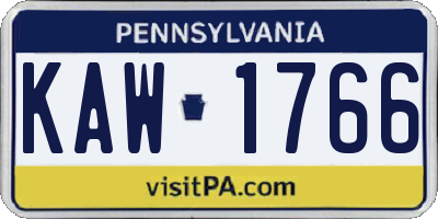 PA license plate KAW1766