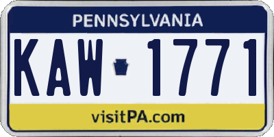 PA license plate KAW1771
