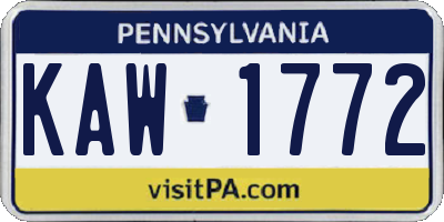 PA license plate KAW1772