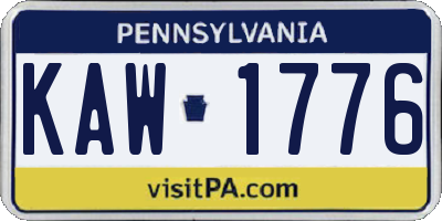 PA license plate KAW1776