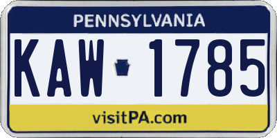 PA license plate KAW1785