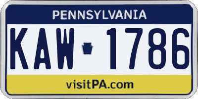 PA license plate KAW1786