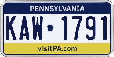 PA license plate KAW1791