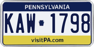 PA license plate KAW1798