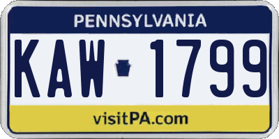 PA license plate KAW1799