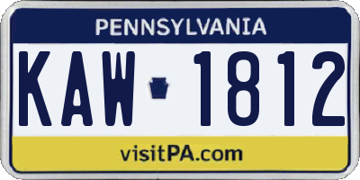 PA license plate KAW1812