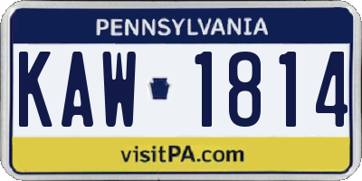 PA license plate KAW1814