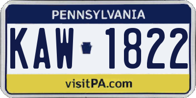 PA license plate KAW1822