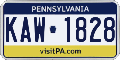 PA license plate KAW1828