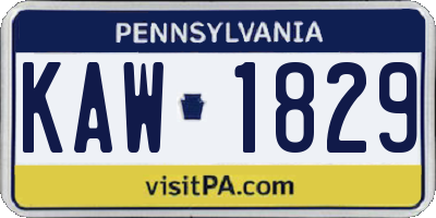 PA license plate KAW1829