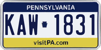 PA license plate KAW1831