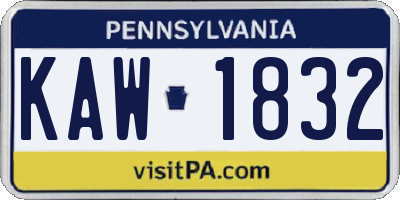 PA license plate KAW1832