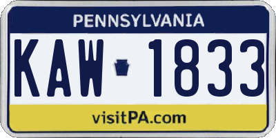 PA license plate KAW1833