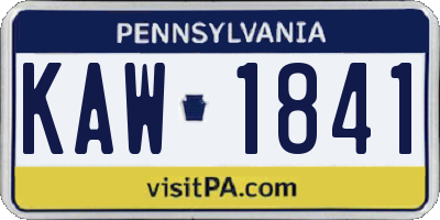 PA license plate KAW1841