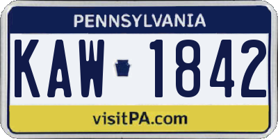 PA license plate KAW1842