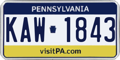 PA license plate KAW1843