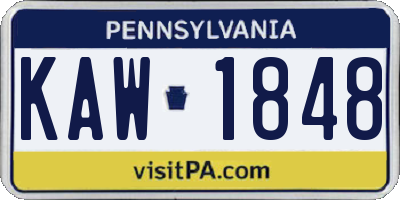 PA license plate KAW1848