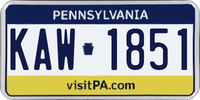 PA license plate KAW1851