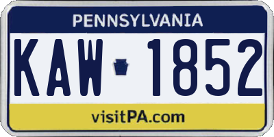 PA license plate KAW1852